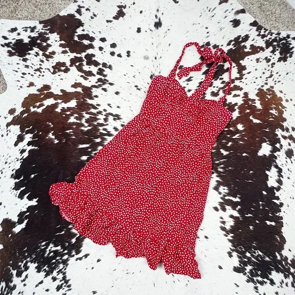 Forever 21 Dresses Twenty One Red Polka Dot Ruffle Halter Neck